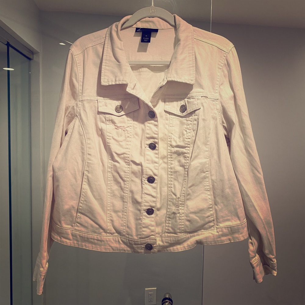 White Denim Jacket Lane Bryant Plus Size 20